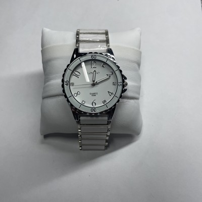 Longbo White Dial Round Silver Tone Case Stainless Steel Link Band Watch NEW