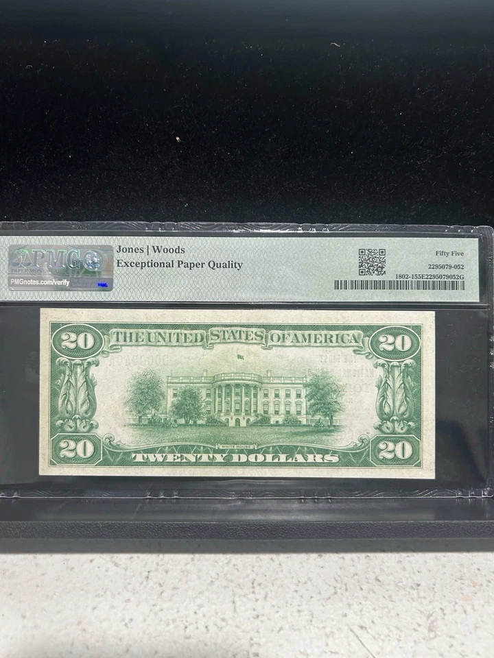 SASA 1929 Toronto Kansas $20 First National Bank Pmg AU 55 Epq Type1 - Image 2 of 2