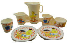 Sesame Street Chilton child play cup plate pitcher bowl vintage lot 7