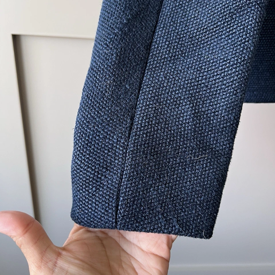 Jaqueta de juta Carven Cropped Pea Coat feminina tamanho 36 azul designer luxo preppy - Imagem 4 de 4