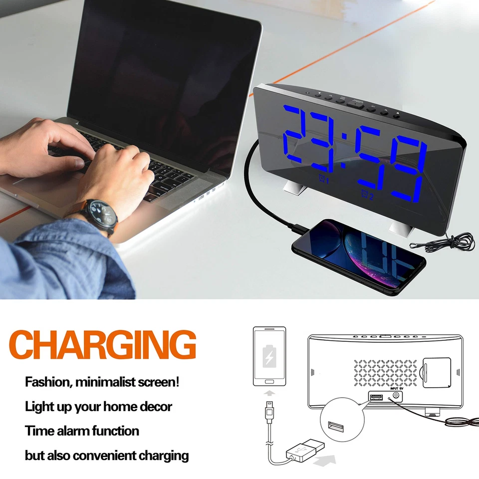 Despertador Digital con Radio (76.0MHZ-108.0MHZ) 2 Alarmas Configuración Puerto USB para... Foto 3 de 4