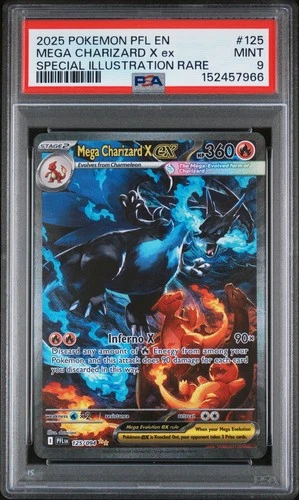 2025 Pokemon Pfl En-Phantasmal Flames #125 Mega Charizard X Ex SIR PSA 9