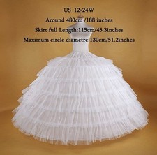 White Crinoline Hoop Petticoat Plus Size Skirt US 12-24W 45.3" Length