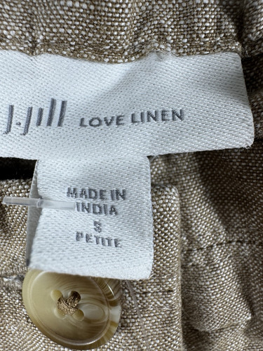 J Jill Love Linen 100% Linen Wide Leg Cropped Pants Size Small Petite Tan NEW - Picture 7 of 8