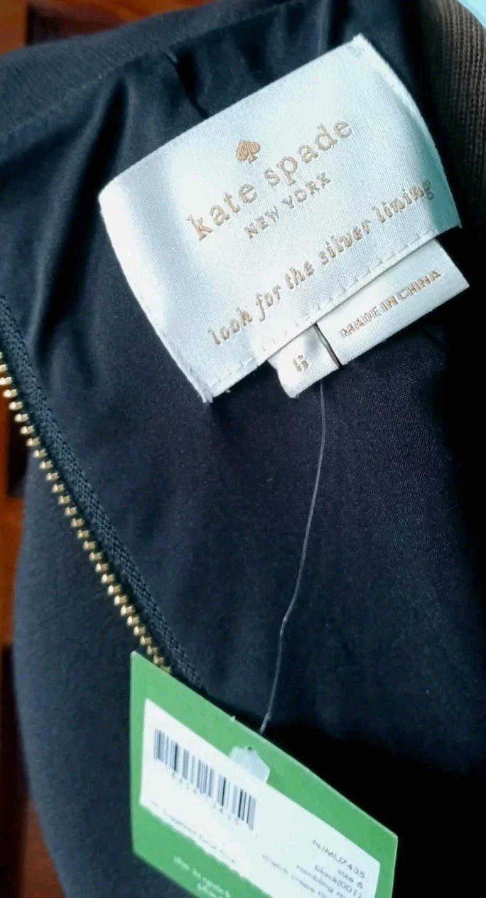 Mini abito nero senza maniche Kate Spade Ponte aderente e svasato scopa stick nuovo con etichette taglia 6