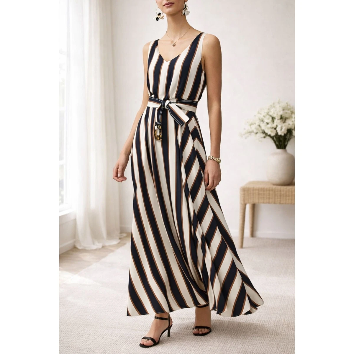 lafayette 148 new york sleeveless pleated a-line maxi dress Lafayette 148 New York Sleeveless Pleated A-Line Maxi Dress