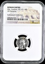 Roman Empire Marcus Aurelius AR Silver Denarius AD 161-180 NGC CERTIFIED GENUINE