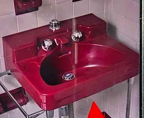 Vintage BATH PERSIAN RED Crane DREXEL bath bathroom sink
