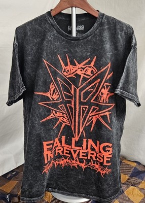 Men's Falling In Reverse Thorns  Black Stone-Wash T-Shirt Size Large