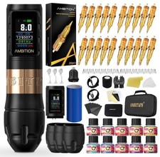 Ambition Vibe Max Wireless Tattoo Machine Kit Ink Brushless Motor Adjustable Set