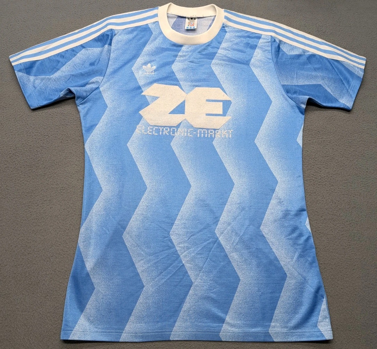 Vintage 80's Adidas Soccer Football Template Shirt Jersey Men's Size Large Blue