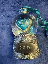 Collectible 2007 Vintage Things Remembered FAITH Snow Globe Christmas Ornament