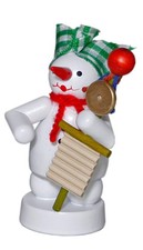 Weihnachtsdekoration Schneemann Musikant mit Teufelsgeige Winterfigur Höhe 8 cm
