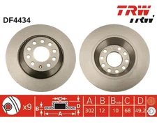 2pcs Brake Disc TRW DF4434 for Audi A6 A6 Avant