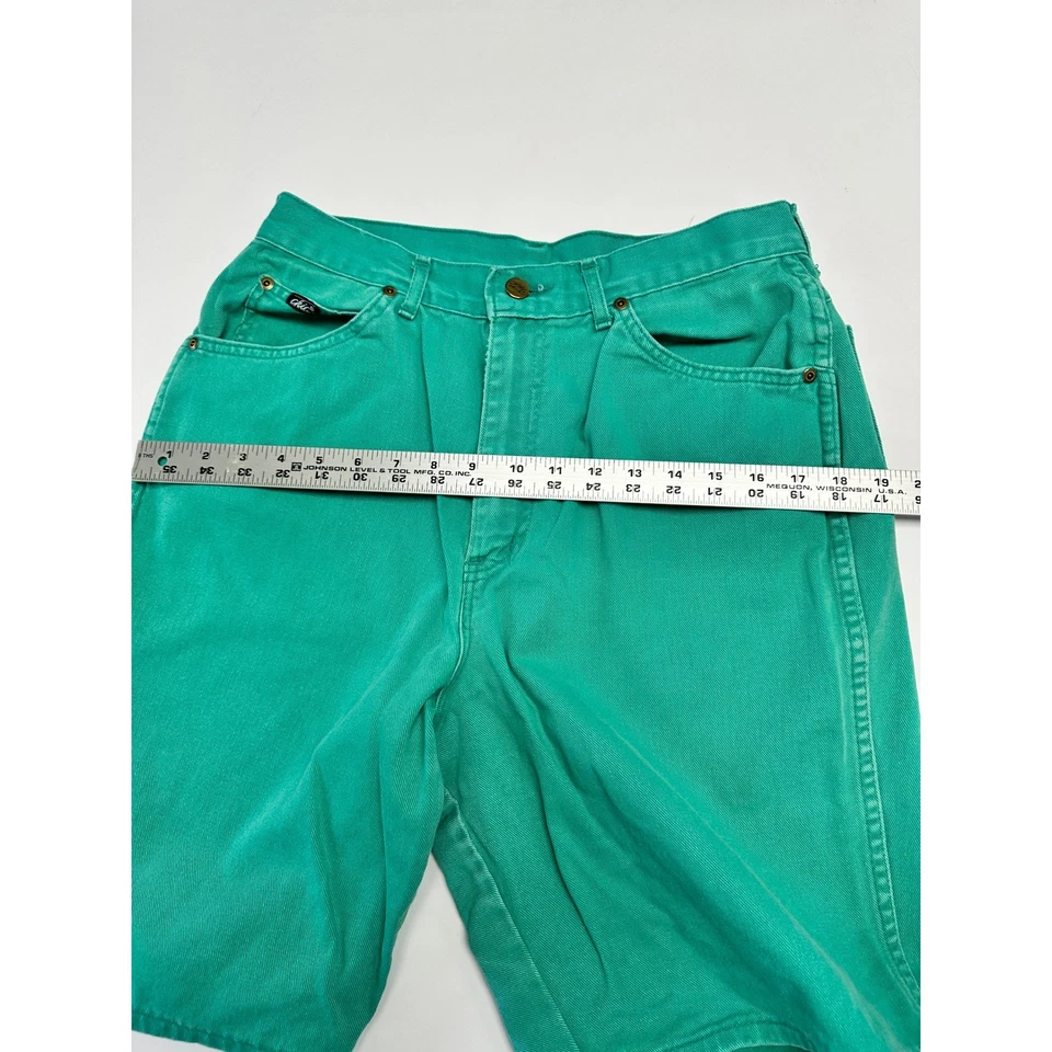 Pantalones Cortos Vaqueros Vintage Chic Años 80 90 Denim Cintura Alta Mamá Azul Verde Algodón Talla 16 Foto 4 de 4