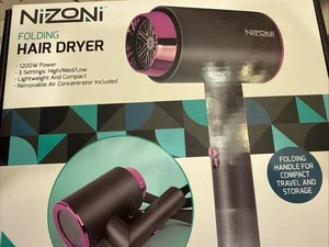 Séchoir à cheveux pliant Nizoni 1200W Compact Voyage sécheuse rose noir