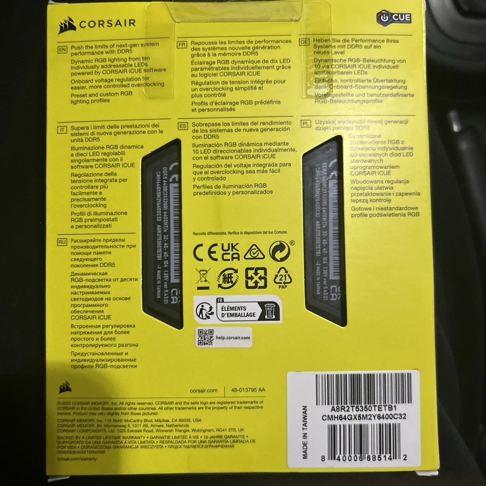 CORSAIR - VENGEANCE RGB 64GB (2x32GB) DDR5 6400MHz C32 UDIMM Desktop Memory - BL - Image 2 of 2