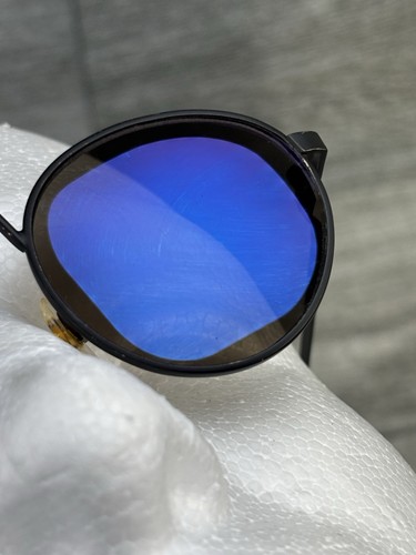 VTG Round Wire Black Metal Frame Blue Lens Sunglasses Hippy Beach Outdoor 90s - Picture 3 of 22