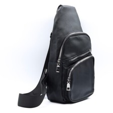 Ladies Vegan Leather Crossbody Sling Bag Black