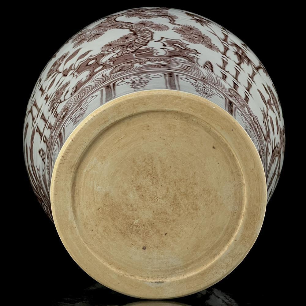 38CM Hongwu Signed Old Chinese Underglaze Red Vase W/plum N1169 | eBay