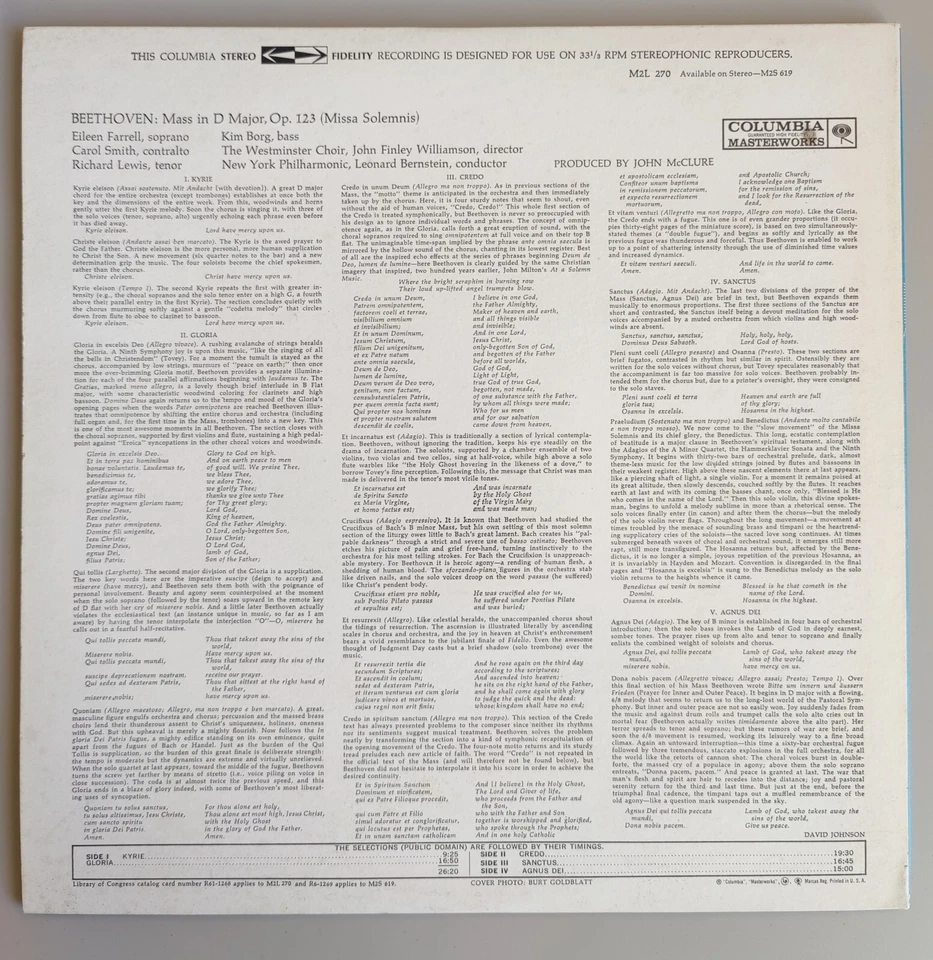 Beethovan Missa Solemnis LPs Leonard Bernstein NY Philharmonic VG+ Box Set 1972 Foto 3 de 4