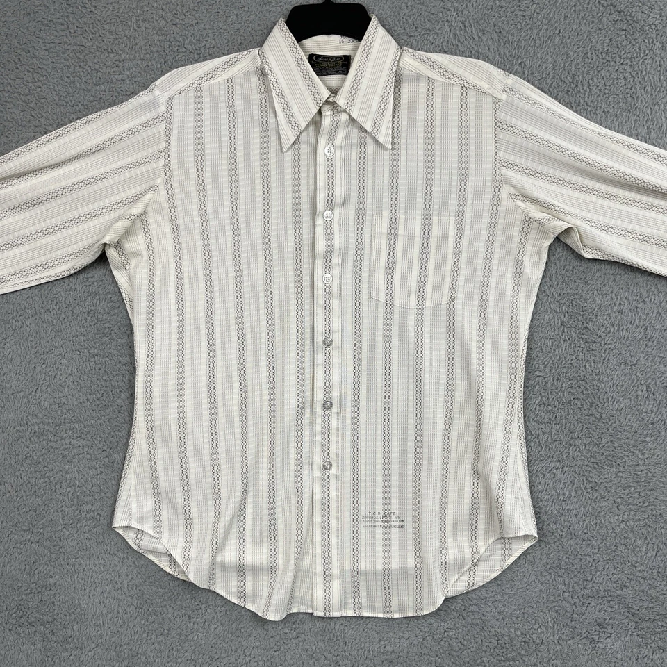 VTG 70s Sears Perma Prest Patterned Striped 16 Trim Reguar Retro Disco Western - Image 3 of 4