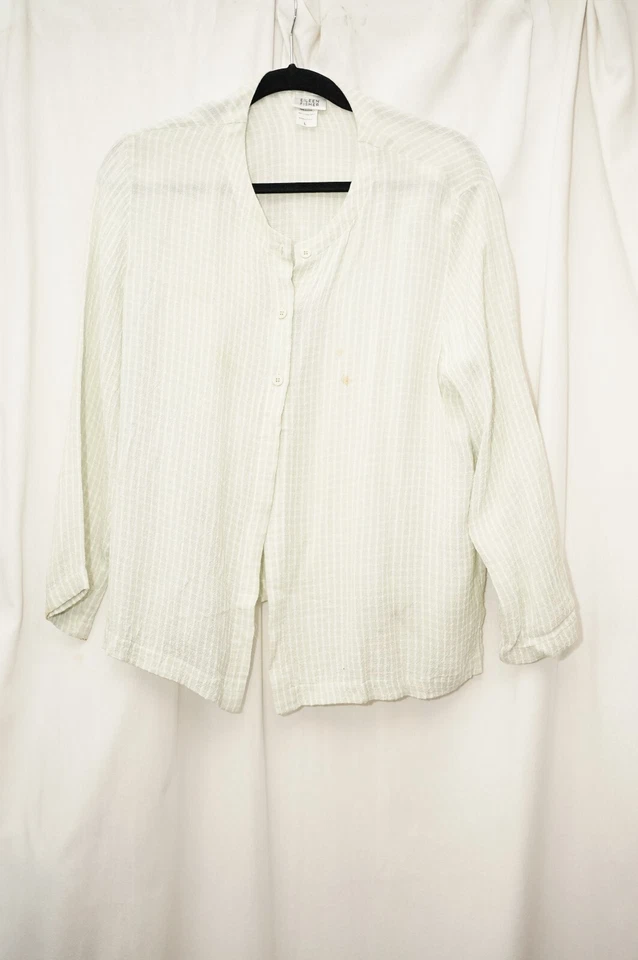 Eileen Fisher Mujer Vintage 2 Piezas Traje Pantalones Camisa Grande L Verde Rayón Cuadros Foto 3 de 4