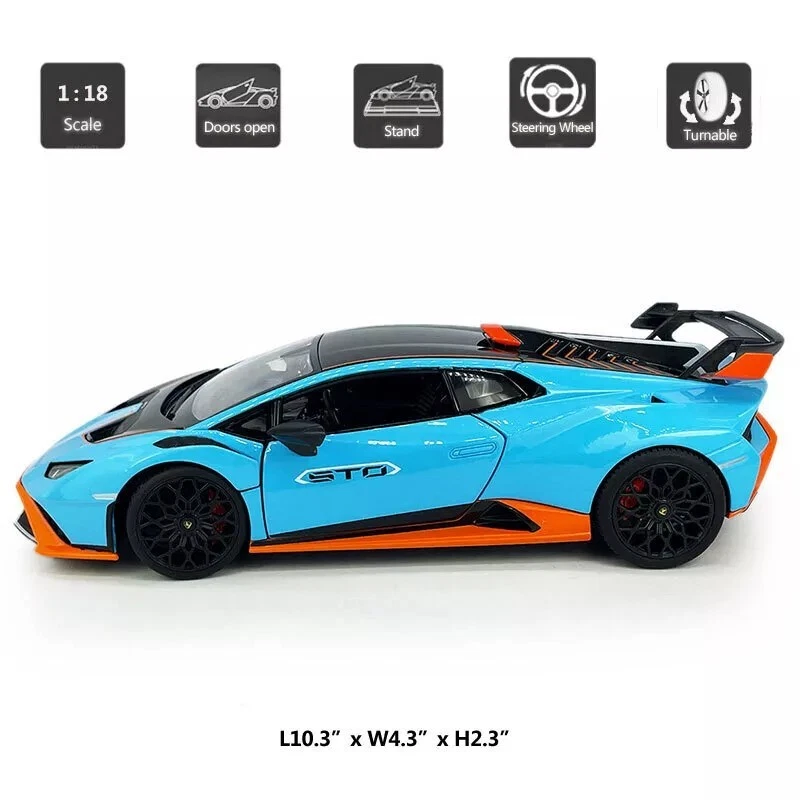 Lamborghini Huracan STO 1:18 azul fundido a presión de Rastar Foto 3 de 4