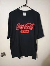 Gildan Ultra Cotton T-shirt With Coca-Cola Emblem 1886 Size Extra Large Black 