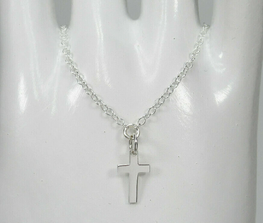 Simple Cross Ankle Bracelet Christian Religious WWJD Anklet 925 Sterling Silver