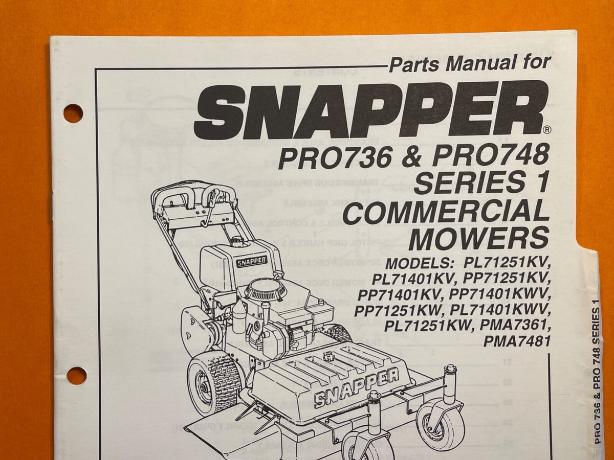 Snapper - PRO736 & PRO748 Series 1 Commercial Mowers (Parts Manual