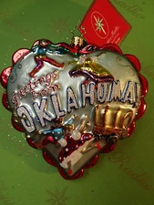 Christopher Radko Heart of Oklahoma Glass Ornament