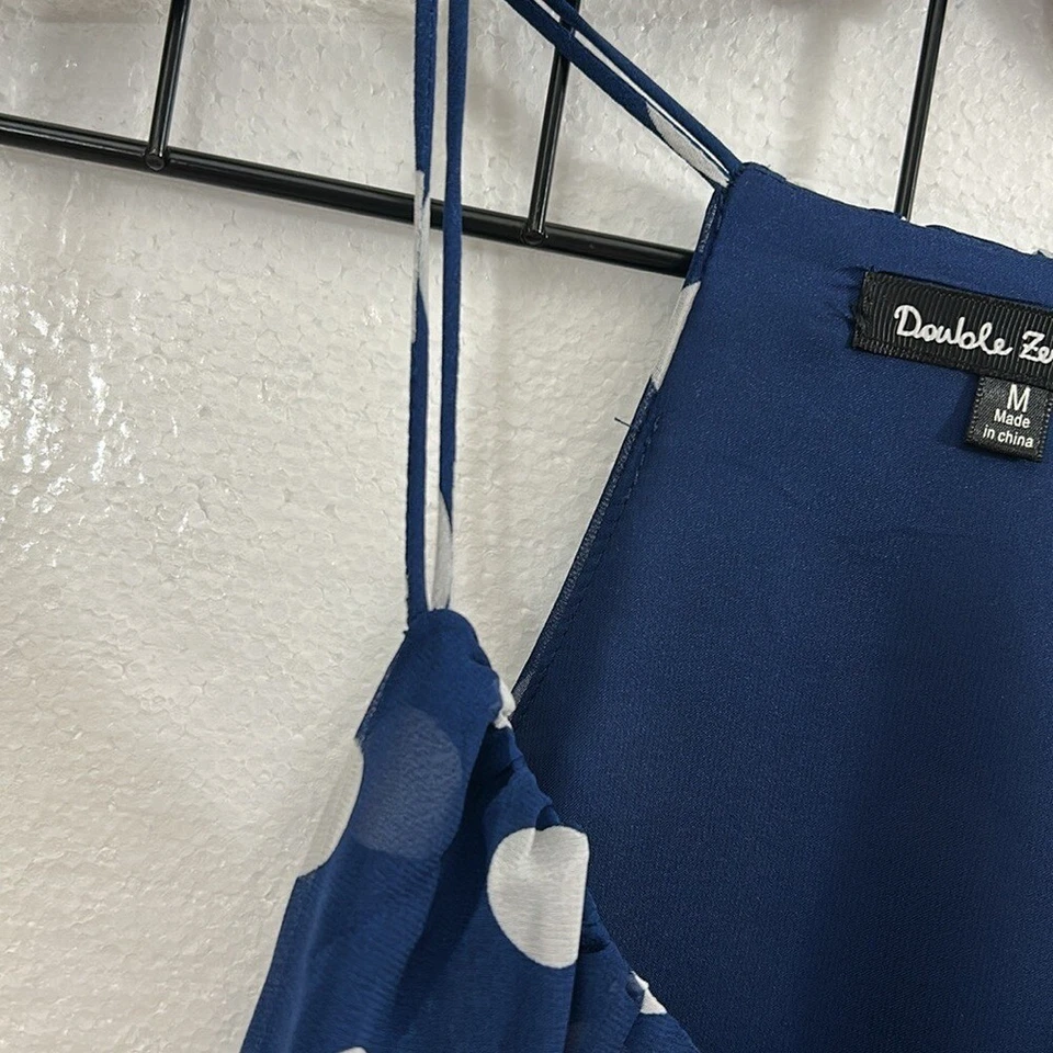 Vestido Double Zero para mujer M azul con tiras a lunares SKU 60074 Foto 3 de 4