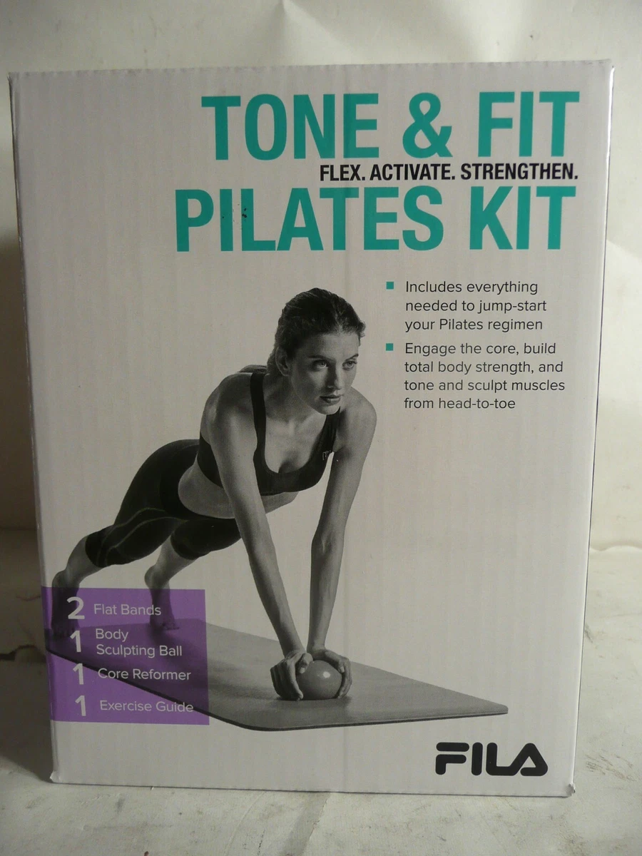 NEW FILA PILATES TONE & FIT EXERCISE KIT CORE SCULPTING BALL RESISTANCE  BANDS