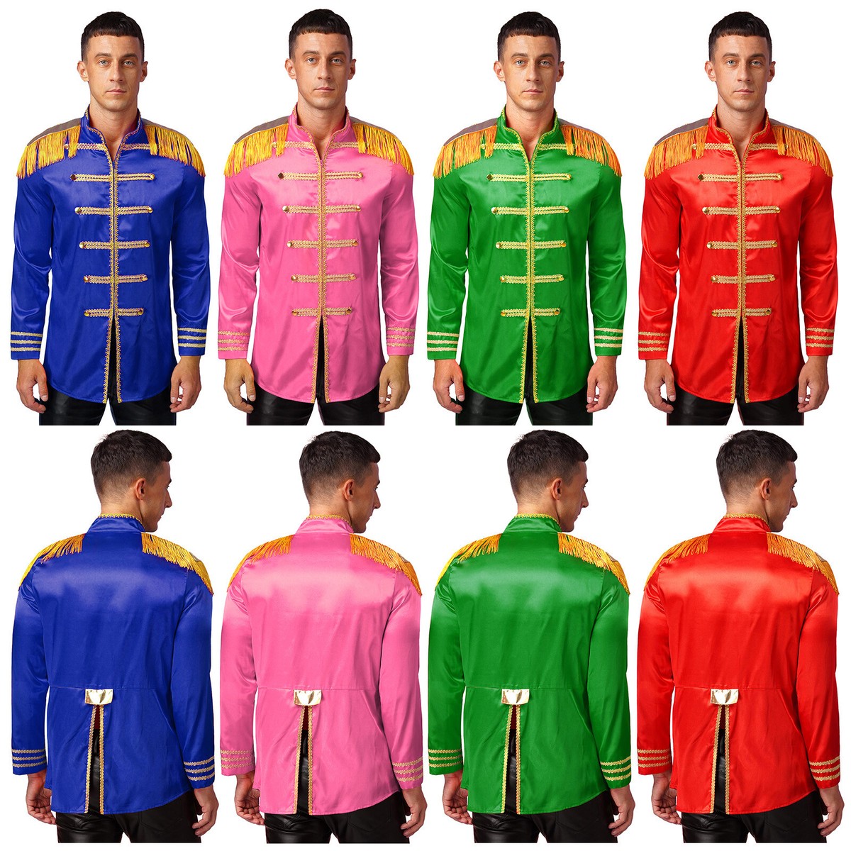 Male Jackets Christmas Costumes Fancy Dress Up Satin Festival Mens Clubwear