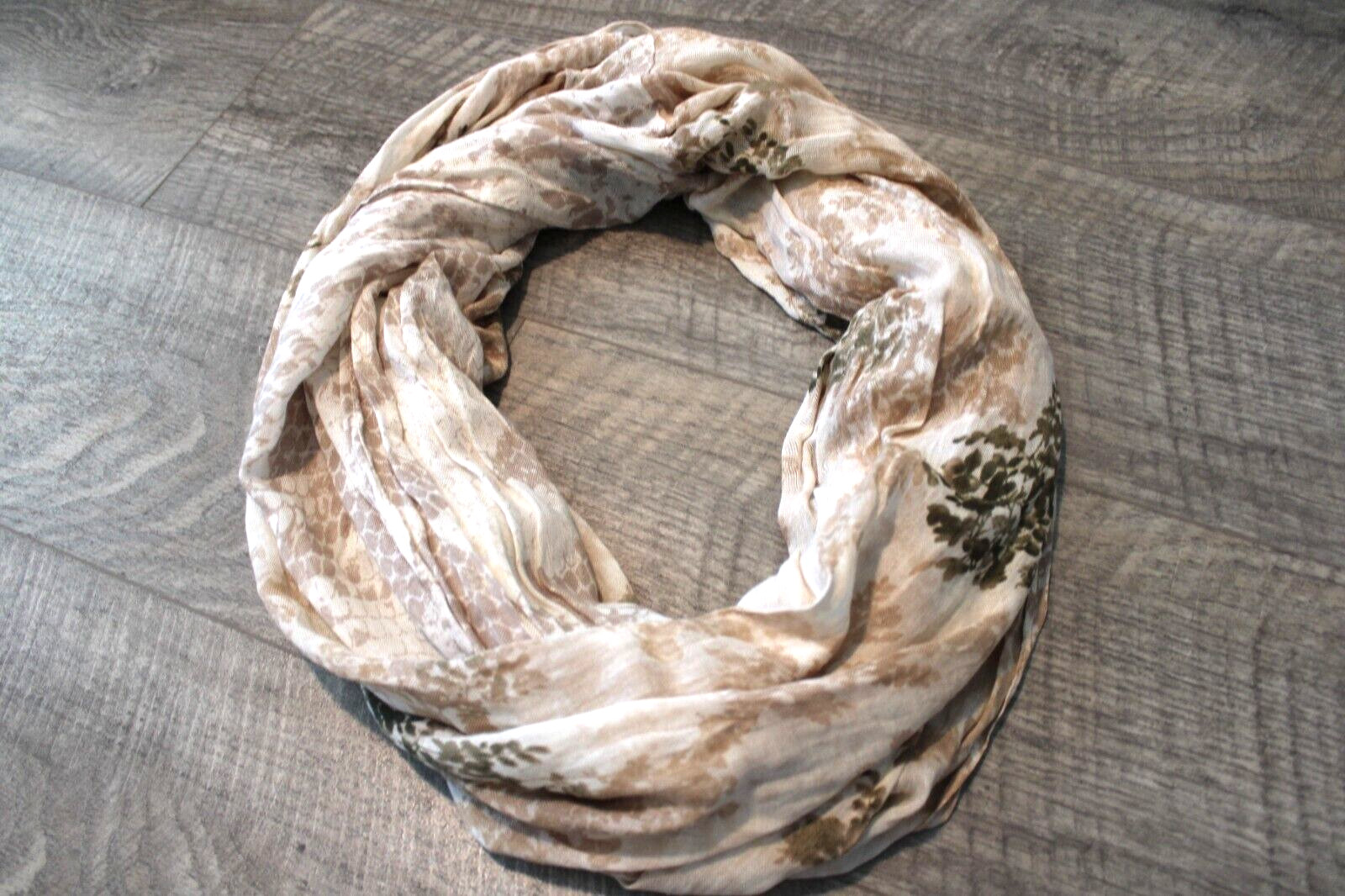 EXPRESS Lightweight Infinity Scarf Brown Cream Ta… - image 3