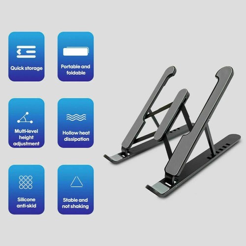 Portable Laptop Stand Adjustable Foldable Notebook Tablet Holder Computer Desk - Afbeelding 9 van 11