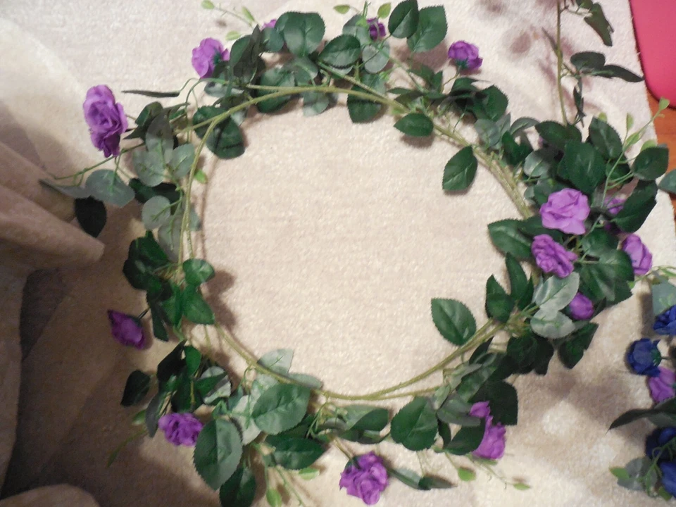 6 FT Purple Rose Chain Garland UV Protected Artificial Flower Lot 2 - Image 2 of 4