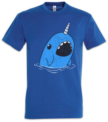 Narwhal Herren T-Shirt Unicorn Whale Wal Narwal Walfisch Comic Look Toon Cartoon