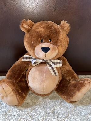 Applause Brown Plush Teddy Bear Brown Bow Stuffed Animal EUC | eBay