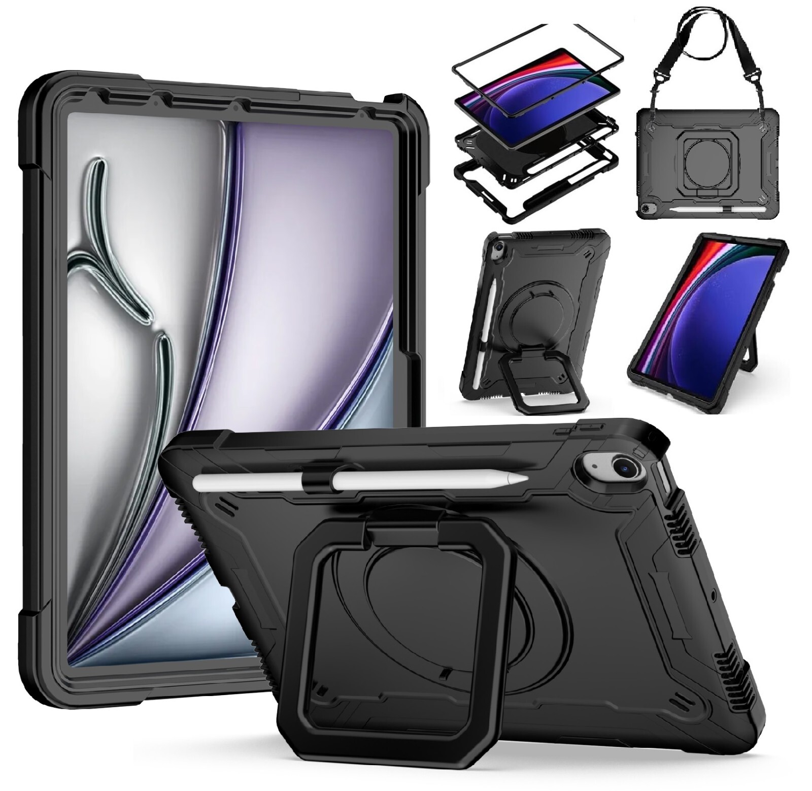 iPad Air 5 Case 10.9 Inch Shockproof Bumper with Kickstand & Strap for 5th Gen-image