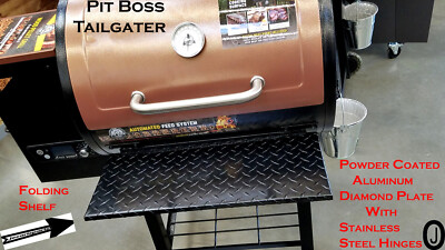 Pit Boss Tailgater Pellet Grill Powder Coated Diamond Plate Folding Shelf