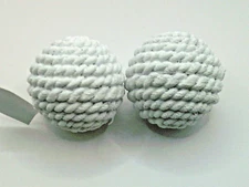 NEW 3" X 3" WHITE RESIN ROPE SPHERE ORB BEACH NAUTICAL DECOR X 2 FREE SHIP