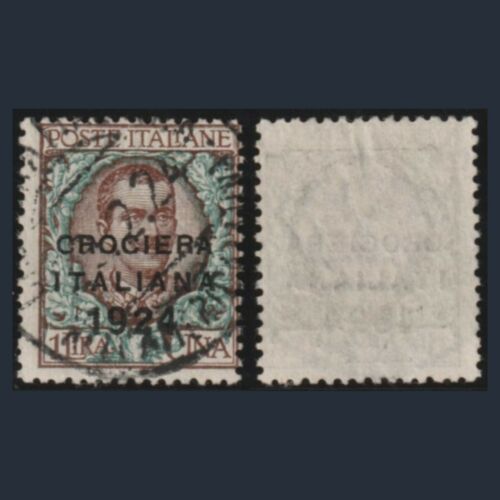 1924 Italia Regno Crociera Italiana Lire 1 bruno e verde n. 167 Usato - Foto 1 di 3