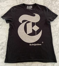 New York Times Case Study T-Shirt Tee Large Black Newspaper NYT Vintage Rare