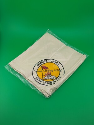 Samoset Council Camp Tesomas 1974 Beige Neckerchief BSA Scouts America