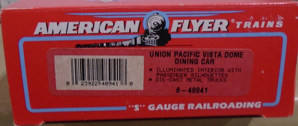 American Flyer #6-48941 S GAUGE UNION PACIFIC VISTA DOME DINING CAR NEW IN BOX - Image 3 of 3