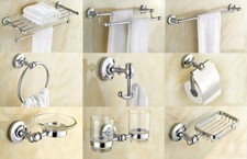 Chrome Brass Wall Mounted Bathroom Accessory Set Toilet Roll Rack Towel Holder