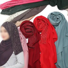 Women Chiffon Scarf Head Wrap Turban Shawls Muslim with Rhinestones Elegant Wild