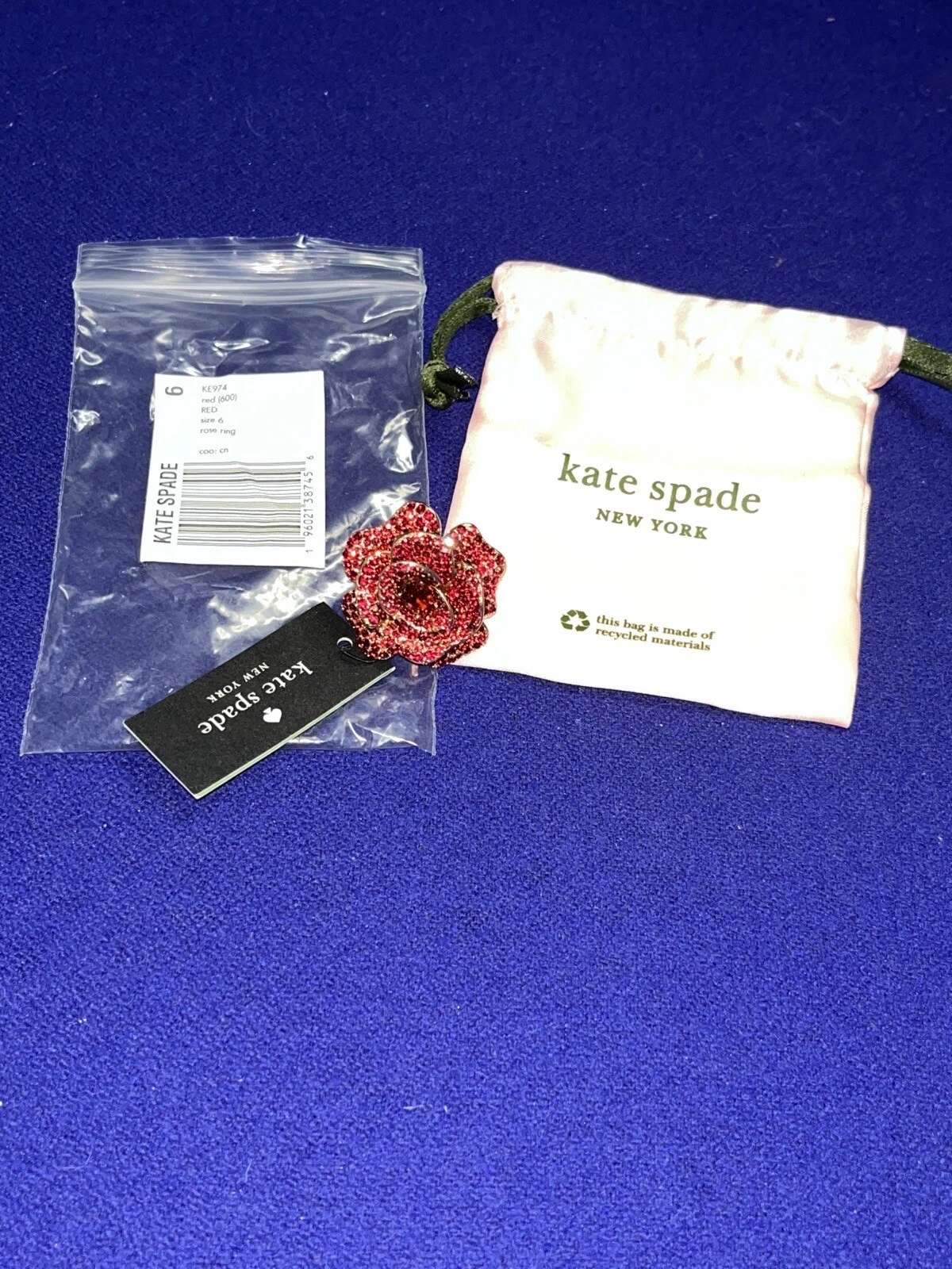 ANELLO DICHIARAZIONE ROSA KATE SPADE NEW YORK SCARLET BLOOMS NUOVO TAGLIA 6